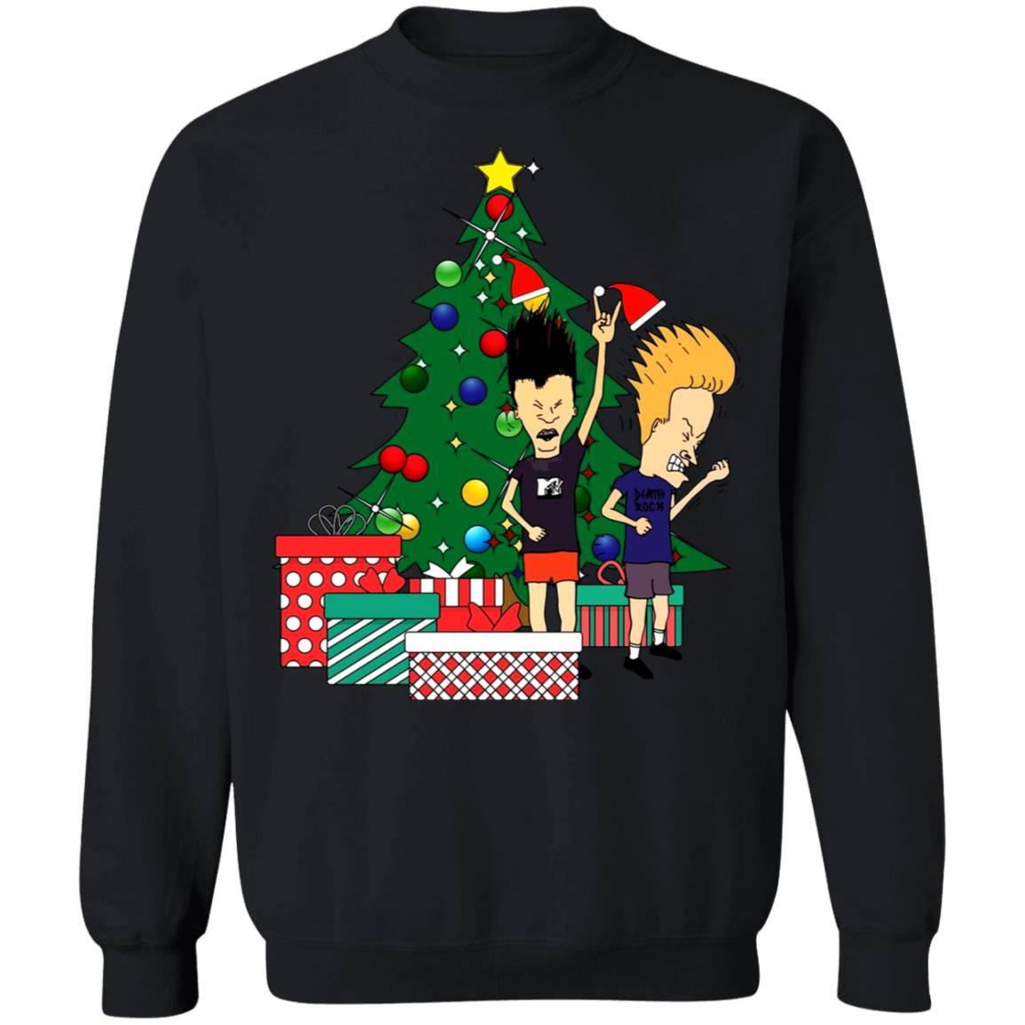 Beavis And Butthead Around The Christmas Tree Sweatshirt