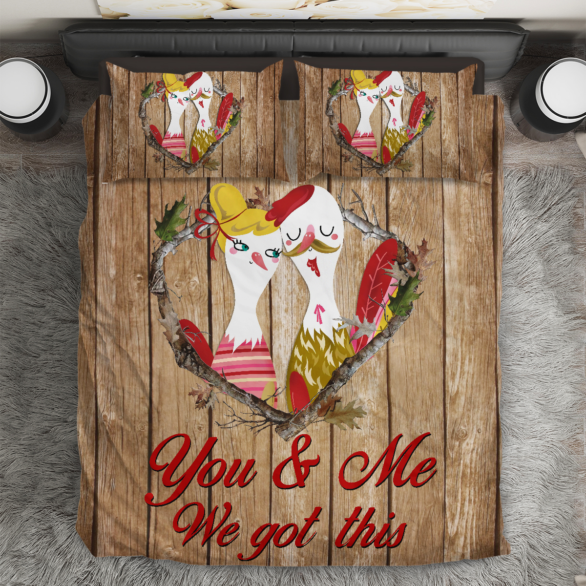 You And Me Chicken Premium Bedding Set