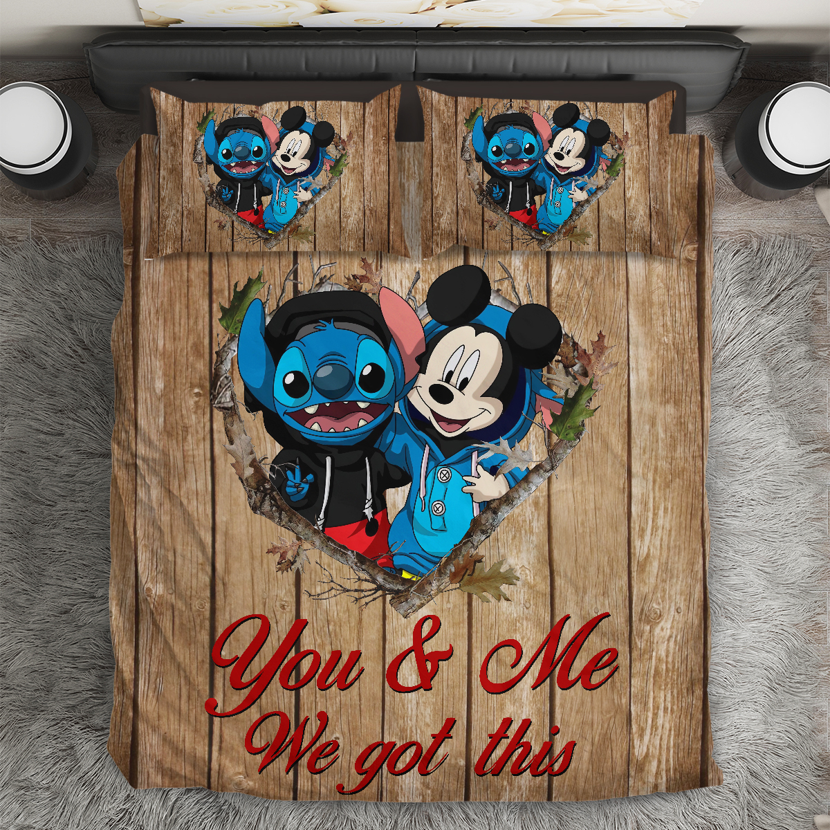 You And Me Stitch And Mickey Premium Bedding Set