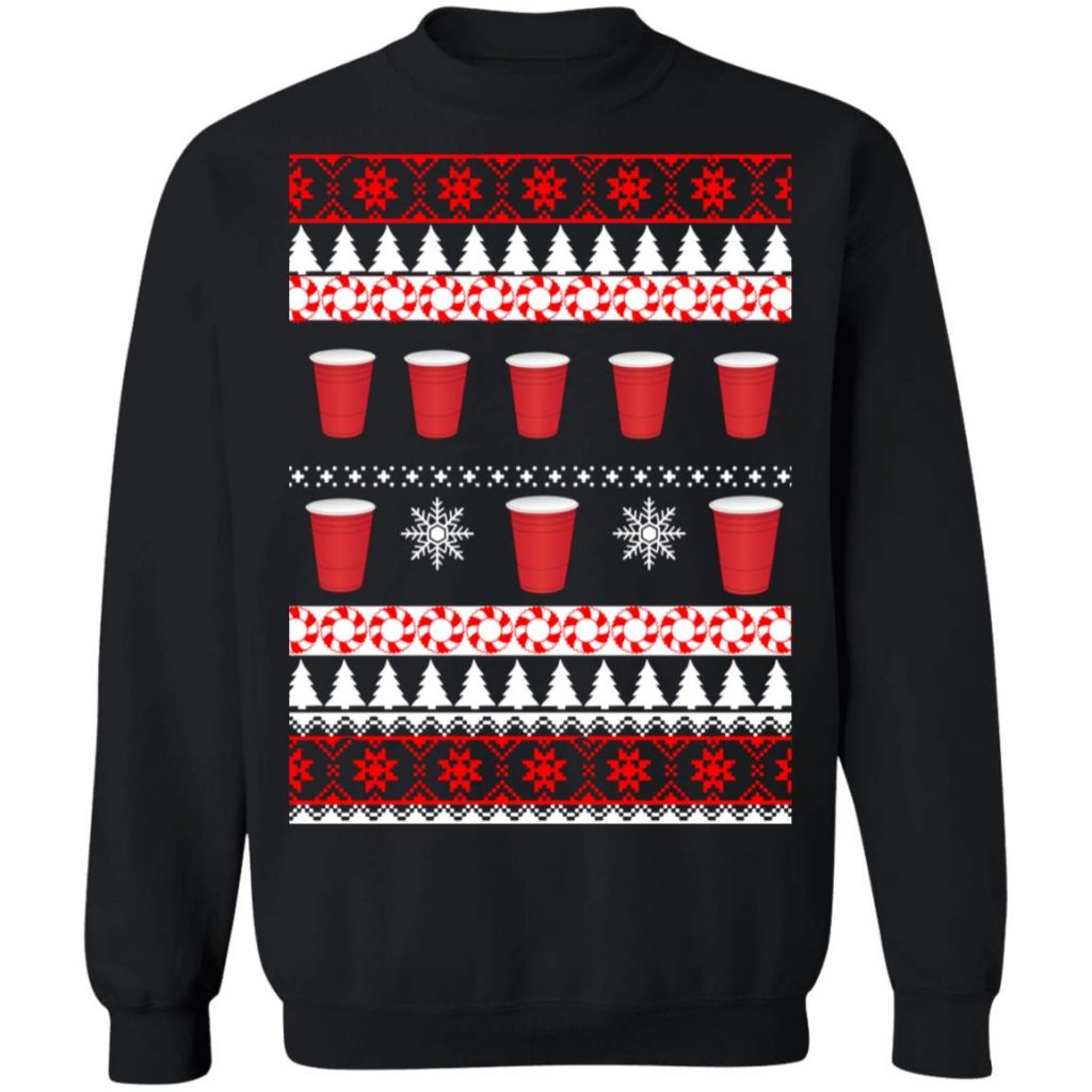 Beer Pong Ho Ho Ho Hold My Beer Christmas Sweater
