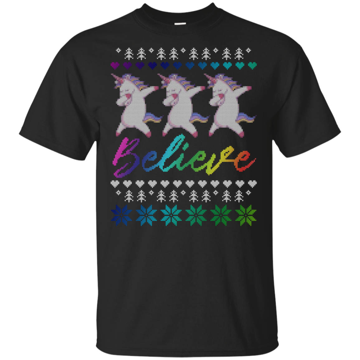 Believe Unicorn Dabbing Ugly Unicorn Christmas T Shirt Gift