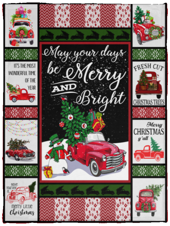 Christmas cars may your days be merry and bright blanket