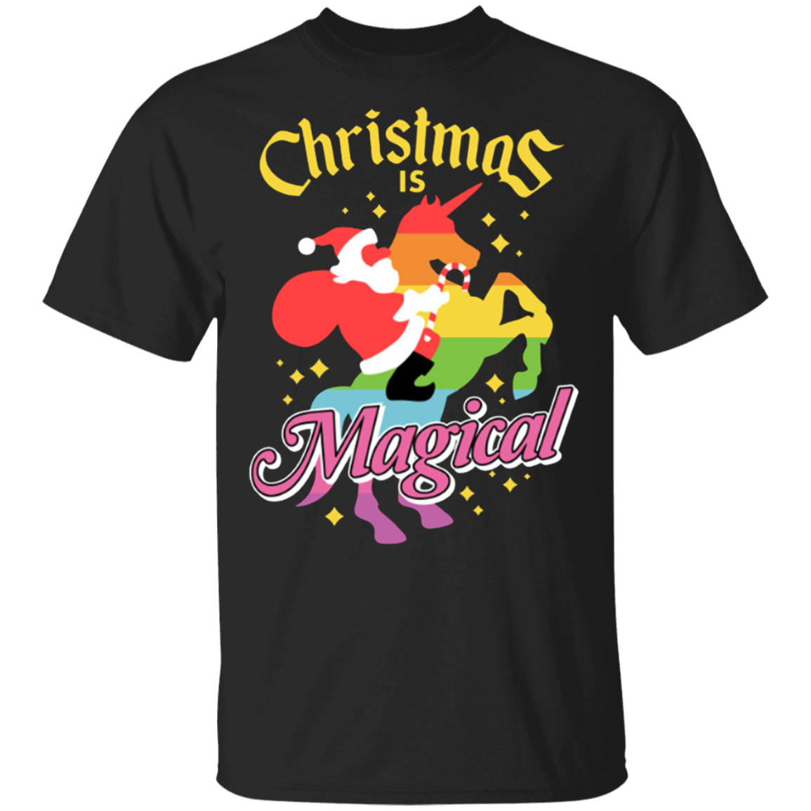 Christmas Is Magical Santa Riding Unicorn T Shirt