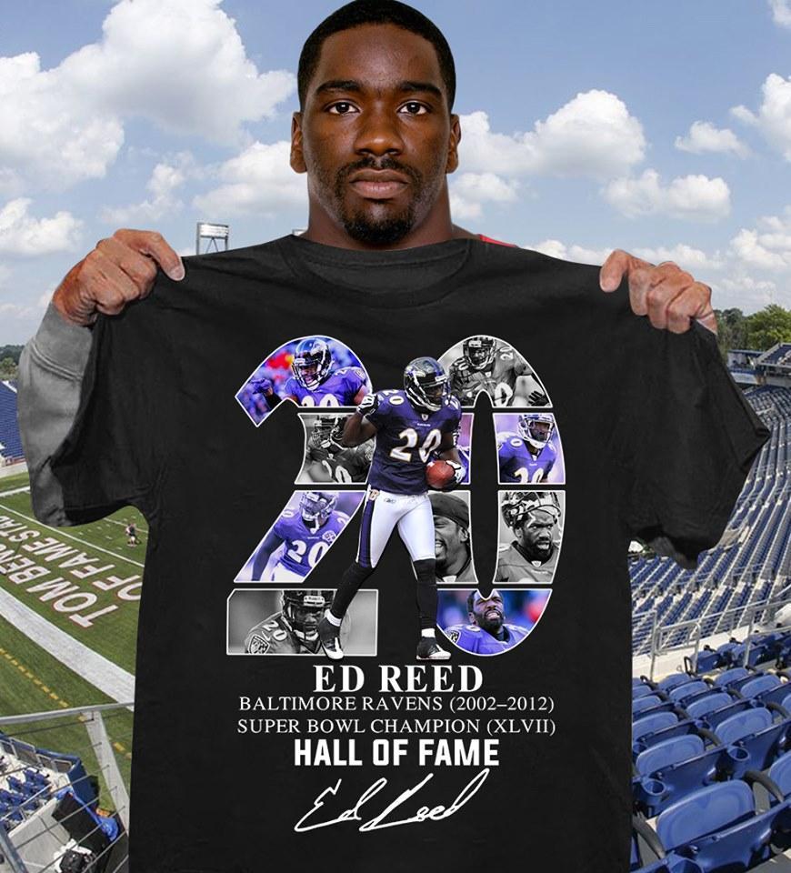 Ed Reed 20 Years Baltimore Ravens Super Bowl Champion Hall Of Fame Signed Shirt