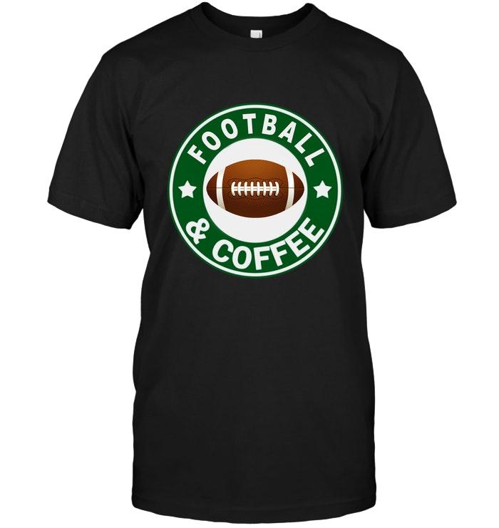 Football And Coffee Black T Shirt