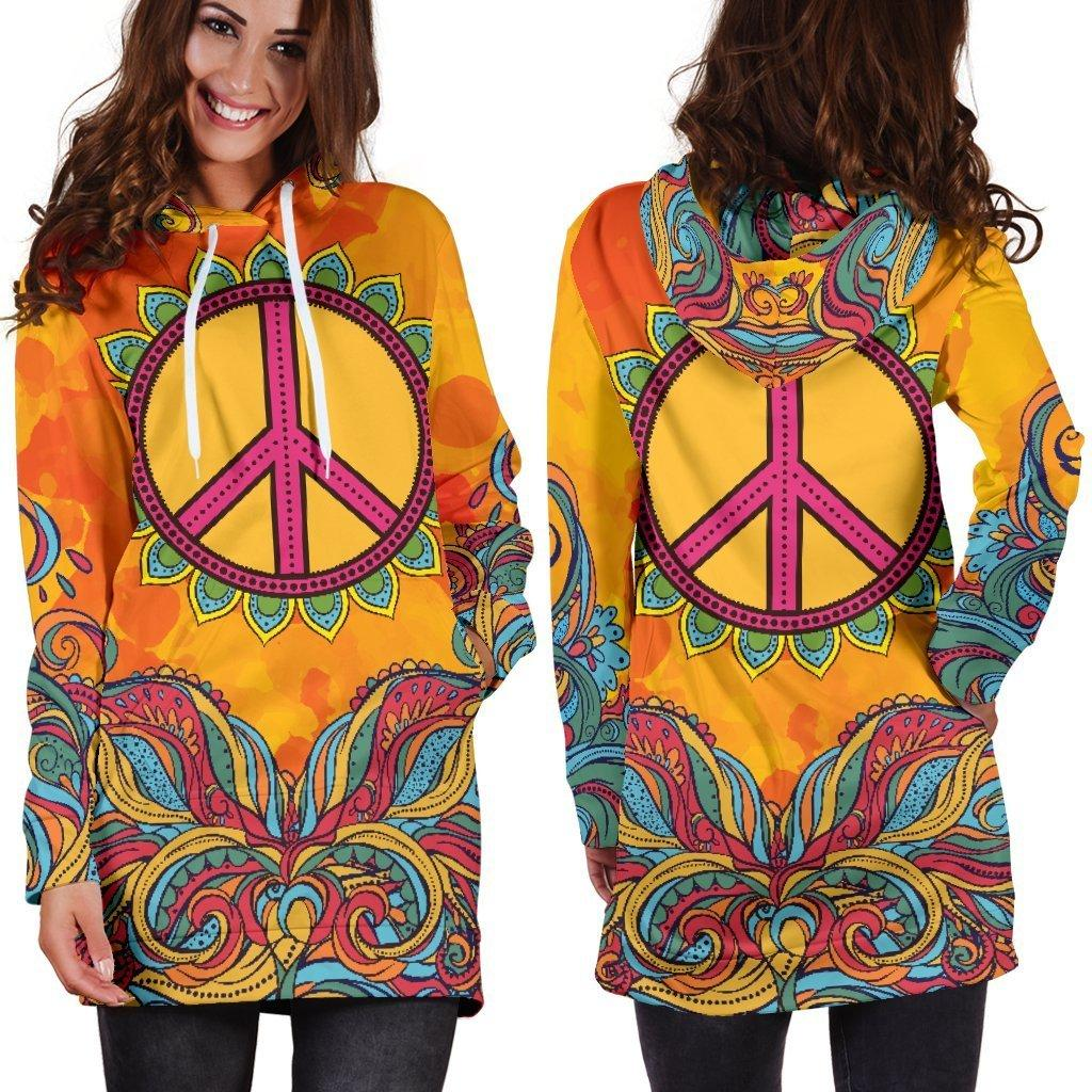 Hippie Peace Symbol Dress Hoodie 3d