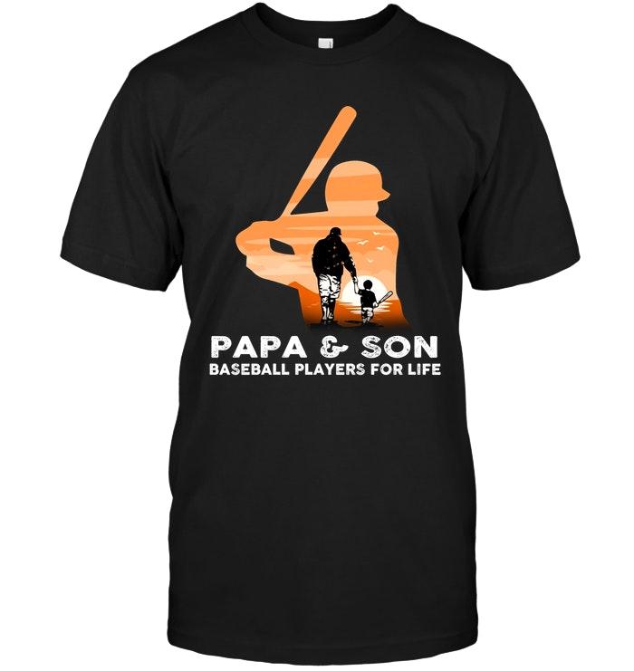 Papa & Son Baseball Player For Life Black T Shirt