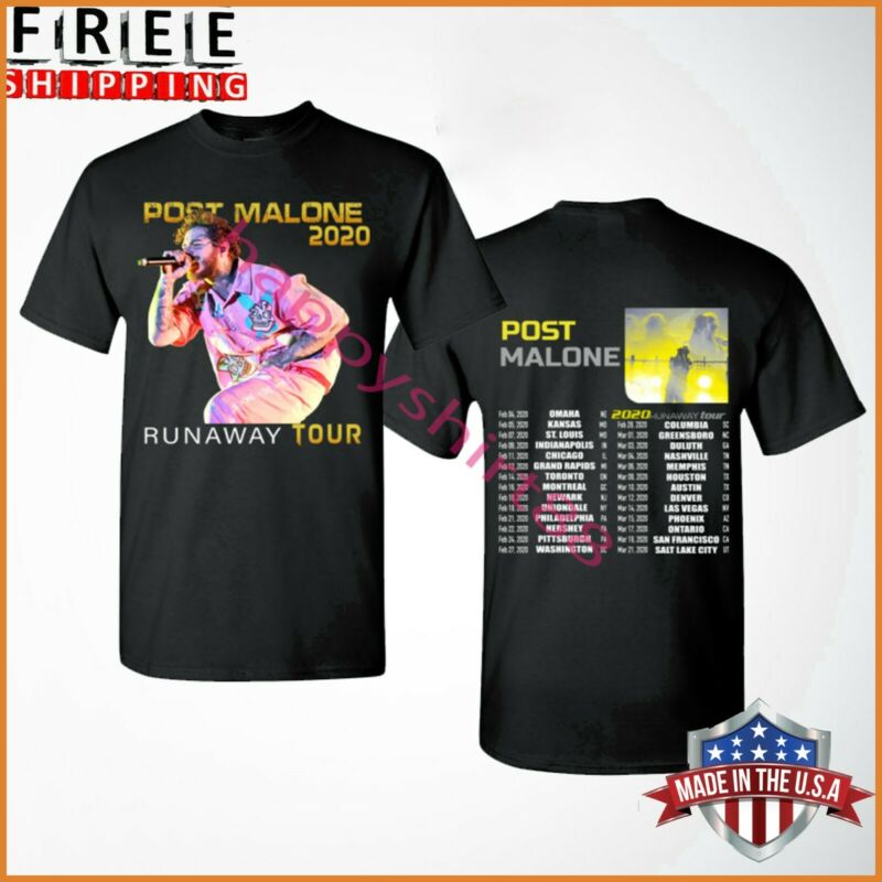 FREESHIP Post Malone Runaway Tour 2020 T-Shirt Black Unisex tee Shirt Full Size