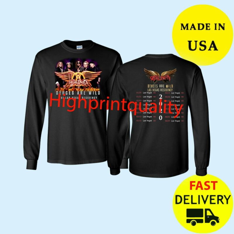 Aerosmith Shirt Tour 2020 Long T-Shirt Black Mens Gift All Size Tee