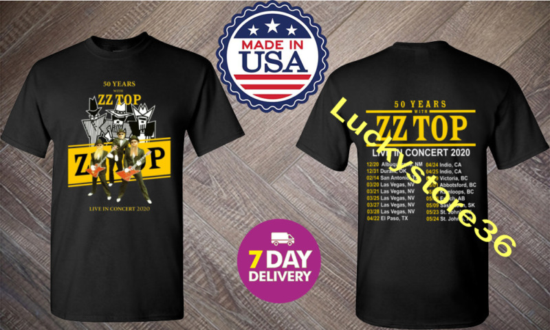 ZZ Top t Shirt 50th Anniversary tour 2020 T-Shirt Size Men Black S-3XL