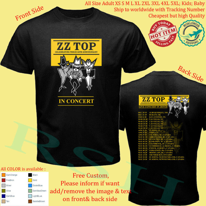 ZZ TOP 50TH ANNIVERSARY TOUR 2019-2020 Album T-shirt Adult S-5XL Youth Infants