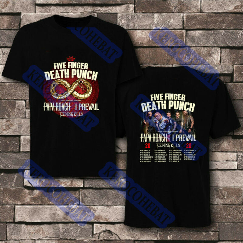 5FIVE FINGER DEATH PUNCH with PAPA ROACH Tour 2020 T-shirt Tee Casual shirt