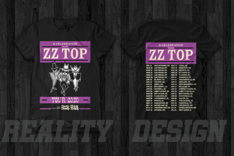 ZZ TOP A Celebration With Tour 2020 Logo On Black T-Shirt S-5XL