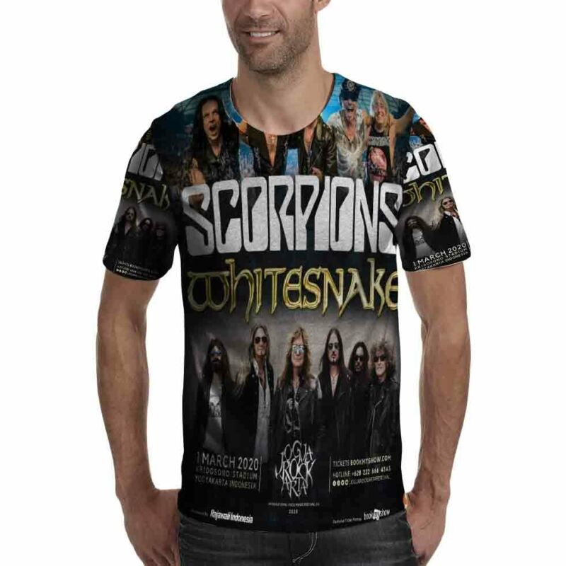 Scorpions Whitesnake Band Tour 2020 Tshirt Fullprint New Mens T-Shirt