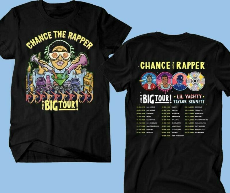 175 Chance The Rapper The Big TOUR 2019 - 2020 Logo On Black T Shirt Size S-2XL