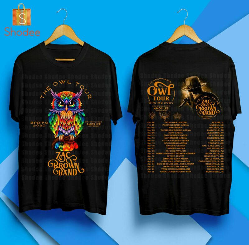 Zac Br0wn Band The Owl Tour Spring 2020 Black Concert Merch T-Shirt S-5XL