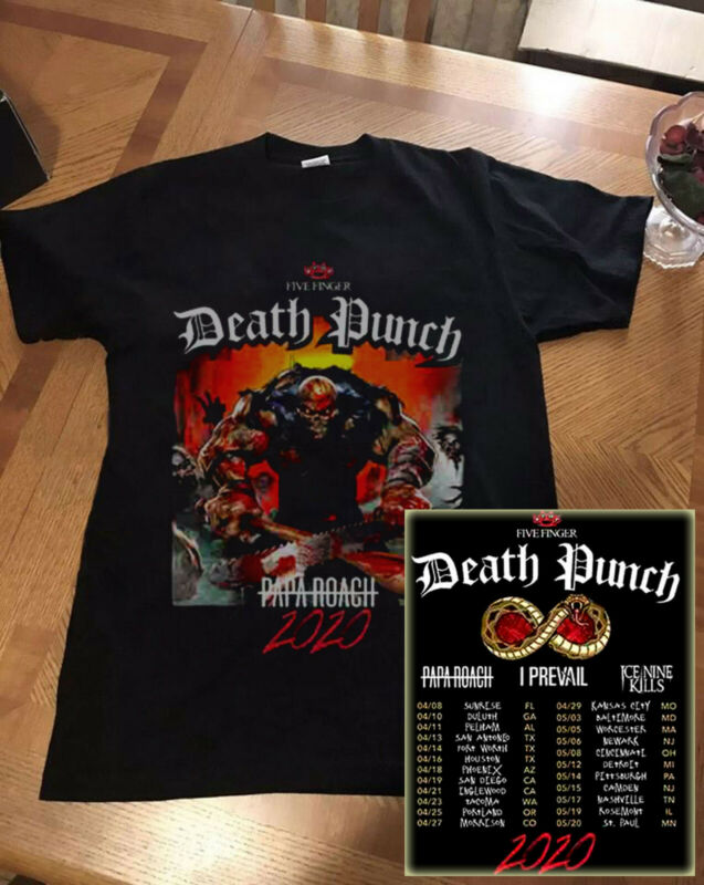 #NEW Five Finger Death Punch Concert Tour Dates 2020 Shirt Black T-SHIRT //67aa