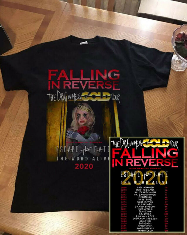 *DA* Falling in Reverse The Drug In Me Is Gold Tour 2020 Shirt Black T-SHIRT**