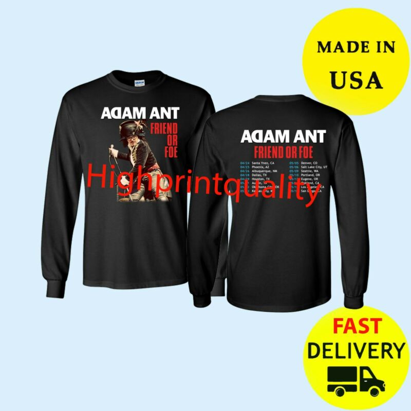 Adam Ant Shirt Friend or Foe Tour 2020 Long Black Mens T-Shirt Gift Size M-3XL
