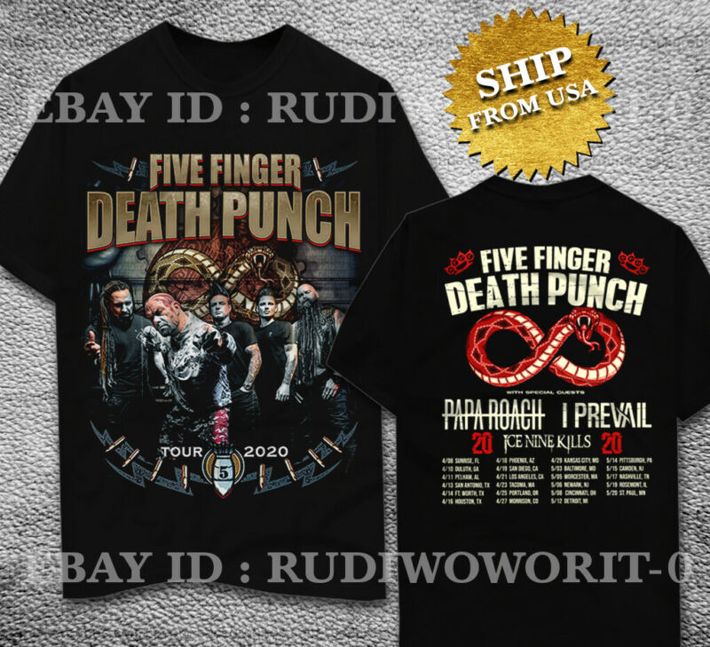 5FIVE FINGER DEATH PUNCH with PAPA ROACH Tour 2020 T-shirt Mens Size S - 2XL