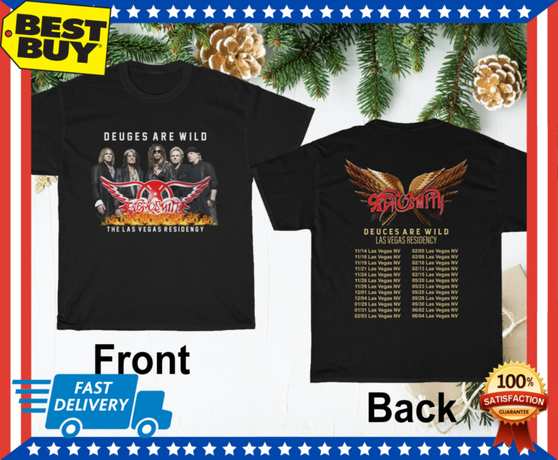 Aerosmith t Shirt Deuces are Wild Concert Tour 2019-2020 T-Shirt Size Men Black