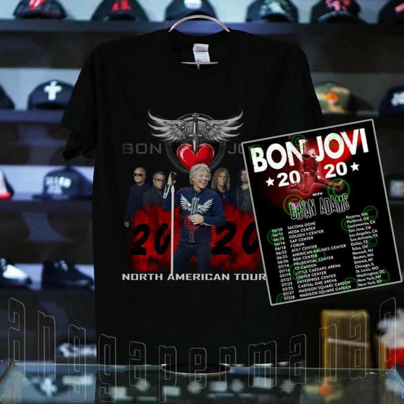 #BJV Bon Jovi and Bryan Adams Tour Shirt Concert Dates 2020 T-shirt SIZE M-3XL