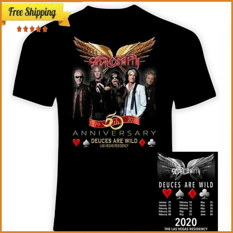 Aerosmith 50th Anniversary Concert Tour Deuces Are Wild Las Vegas 2020 T-Shirt