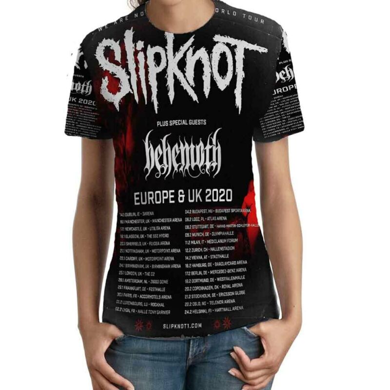 Slipknot Behemoth Tour Dates Europe & UK Tour 2020 New T-Shirt FOR Womens