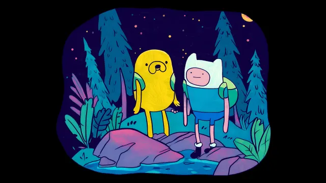 Adventure Time Finn And Jake Night Forest Stars wallpaper on Pixipics