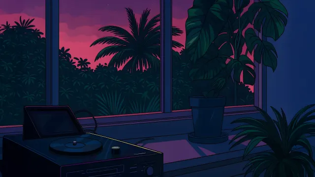 Lofi Aesthetic Window Plants Night wallpaper on Pixipics