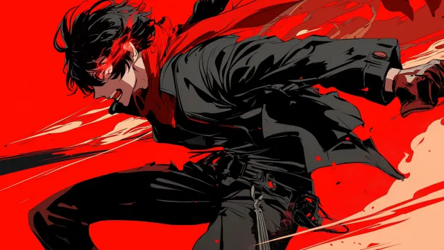 Anime Man Red Rage wallpaper on Pixipics