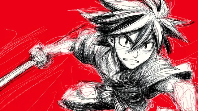 Rough Sketch Anime Swordsman Red Ink Art wallpaper on Pixipics