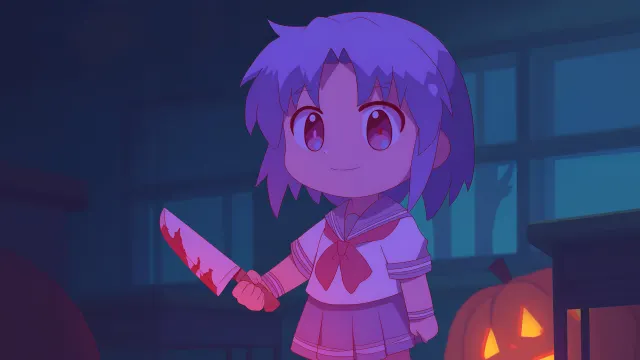 Anime Girl Bloody Knife Halloween Scary wallpaper on Pixipics
