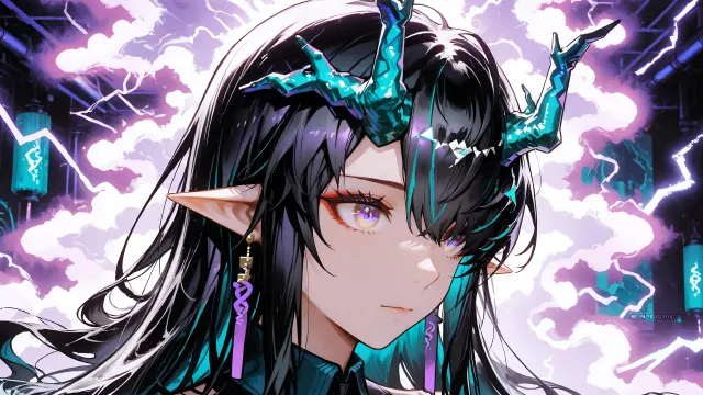 Anime Girl With Dragon Horns wallpaper on Pixipics