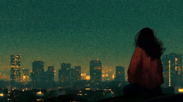 Lonely Girl City Lights Night wallpaper on Pixipics