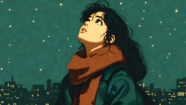 Starry Sky Sad Anime Girl Aesthetic Night wallpaper on Pixipics