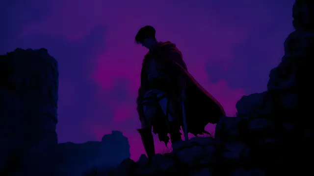 Levi Ackerman Silhouette Purple Aot Anime wallpaper on Pixipics