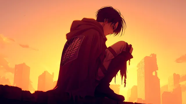 Attack On Titan Sunset Hero Kneel wallpaper on Pixipics