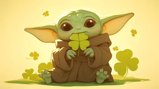 Grogu Baby Yoda Green Clover St Patricks Day wallpaper on Pixipics