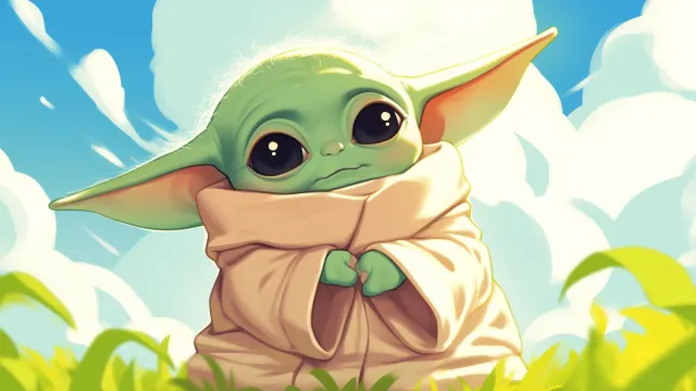 Star Wars Baby Yoda Sunny Field wallpaper on Pixipics