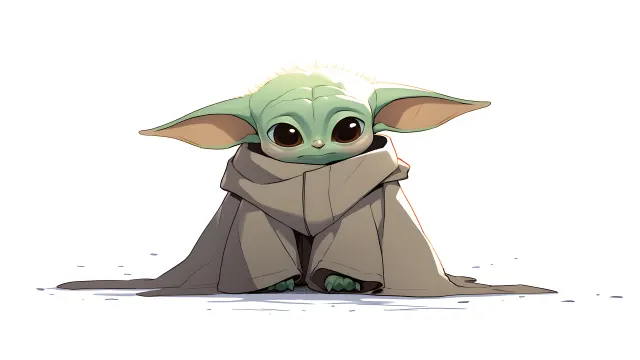 Star Wars Sad Baby Yoda White wallpaper on Pixipics