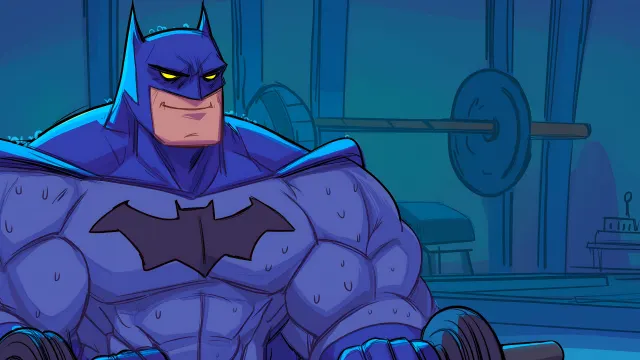 Batman Working Out Muscles Glowing Eyes wallpaper on Pixipics
