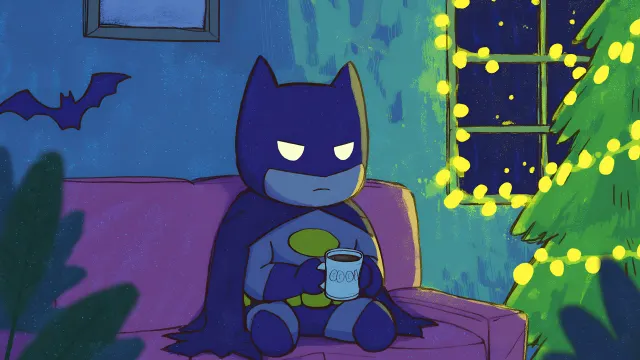 Dc Comics Chibi Batman Lofi Winter Evening wallpaper on Pixipics