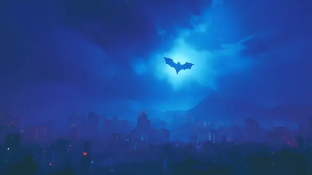 Gotham City Bat Signal Blue Moody Sky wallpaper on Pixipics