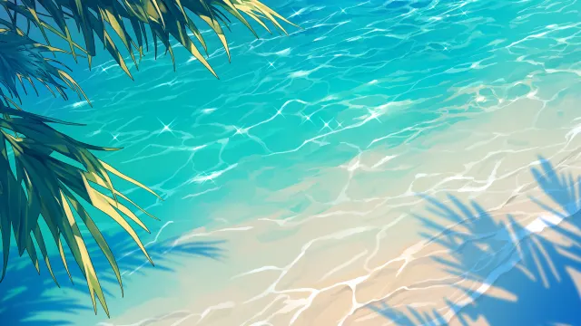 Ocean View Palm Shadow wallpaper on Pixipics