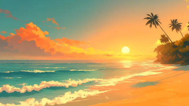 Tropical Beach Wallpaper Turquoise Ocean Waves Palm Tree wallpaper on Pixipics