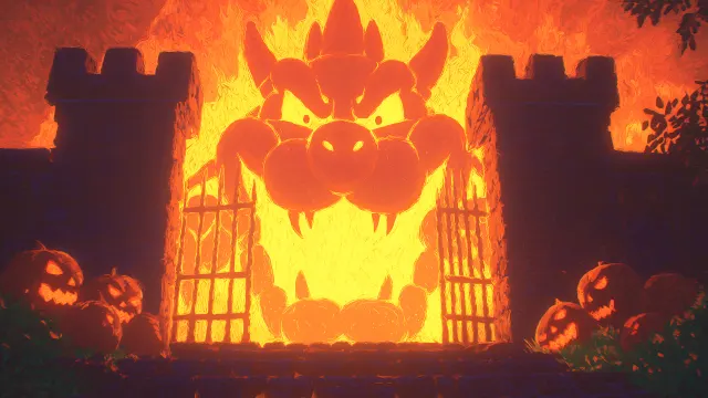Mario Bowser Flaming Pumpkin Demon King Castle wallpaper on Pixipics
