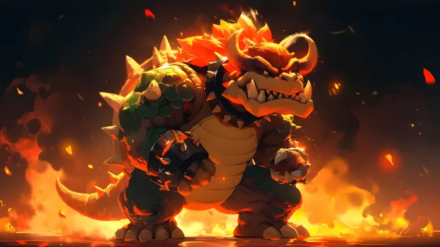 Super Mario Bowser In Fire wallpaper on Pixipics