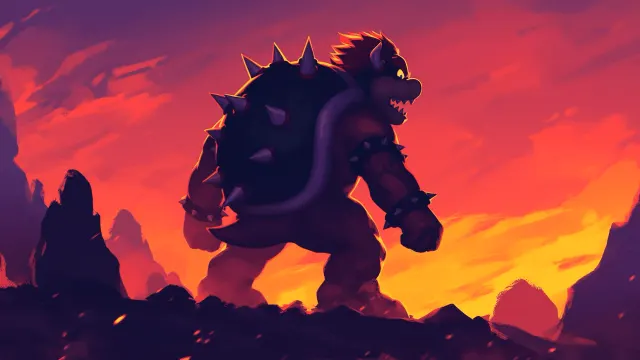 Super Mario Bowser King Koopa Sunset Silhouette Gif wallpaper on Pixipics