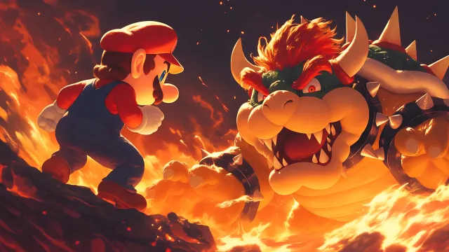 Super Mario Vs Bowser Fire wallpaper on Pixipics